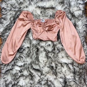 Pink Satin Princess Polly Crop Top